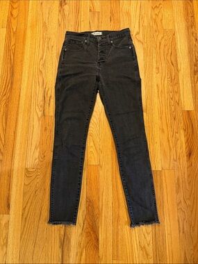Madewell Black Skinny Jeans with Frayed Hem